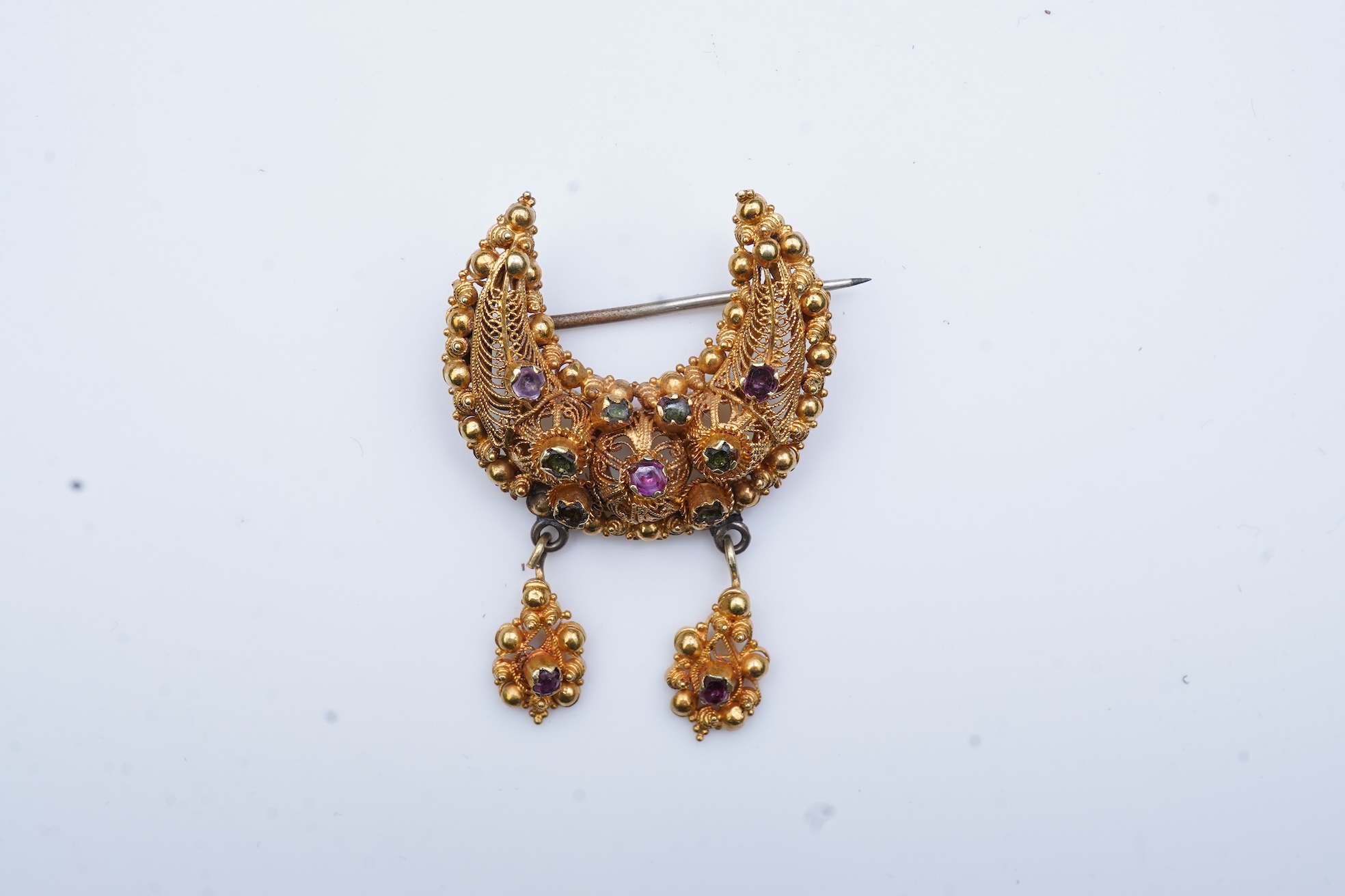 A gold and gem-set brooch, 1830s composite